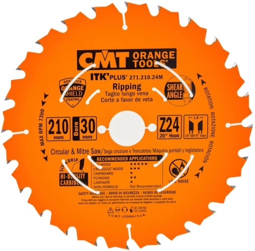 Пильный диск по дереву СМТ 210X30(+25)X1,8/1,215°10°ATB+8°SHEARZ=36 271.210.36M