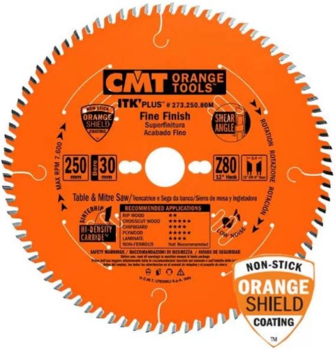 Пильный диск по дереву СМТ 250X30X2,4/1,612°10°ATB+8°SHEARZ=80 273.250.80M
