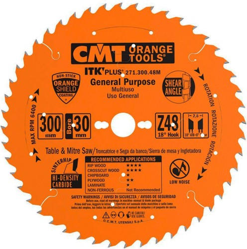 Пильный диск по дереву СМТ 300X30X2,6/1,818°10°ATB+8°SHEARZ=48 271.300.48M