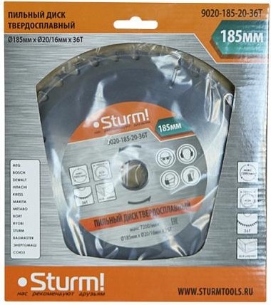Пильный диск по дереву Sturm 9020-185-20-36T 185x20x36 зубьев, переходное кольцо 16 мм - изображение 3