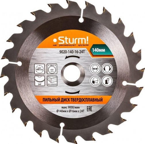 Пильный диск по дереву Sturm 9020-140-16-24T 140х16x24 зубьев