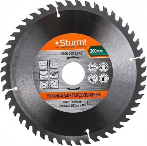 Пильный диск по дереву Sturm 9020-200-32-48T 200x32x48 зубов, переходное кольцо 30 мм
