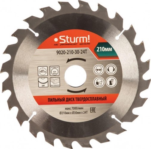 Пильный диск по дереву Sturm 9020-210-30-24T 210x30x24 зубов