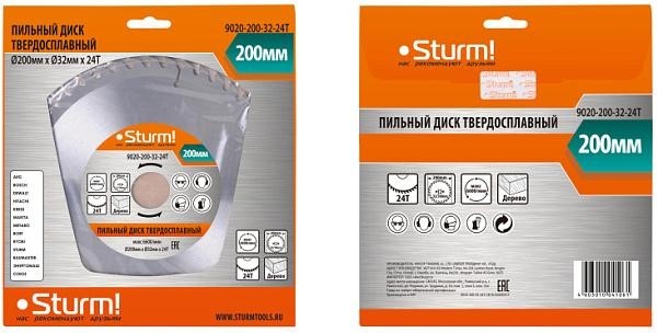 Пильный диск по дереву Sturm 9020-200-32-24T 200x32x24 зубов, переходное кольцо 30 мм - изображение 3