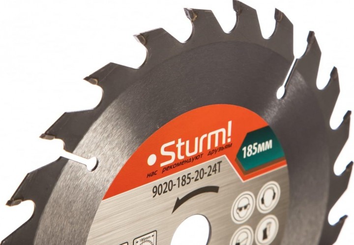 Пильный диск по дереву Sturm 9020-185-20-24T 185x20x24 зубьев, переходное кольцо 16 мм - изображение 2