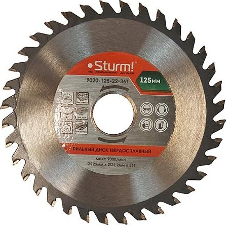 Пильный диск по дереву Sturm 9020-125-22-36T 125x22x36 зубьев