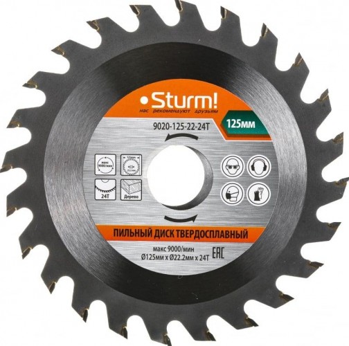 Пильный диск по дереву Sturm 9020-125-22-24T 125x22x24 зуба