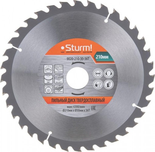 Пильный диск по дереву Sturm 9020-210-30-36T 210x30x36 зубьев
