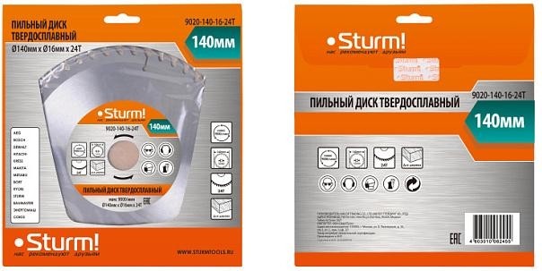 Пильный диск по дереву Sturm 9020-140-16-24T 140х16x24 зубьев - изображение 4