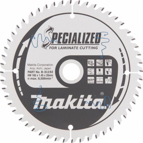 Пильный диск по ламинату MAKITA 165x20x1.0x52T (для аккум. инстр.) B-31192