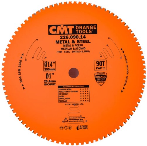 Пильный диск по металлу и металлопрофилю СМТ 355X25,4X2,2/1,80°8°FWFZ=90 226.090.14