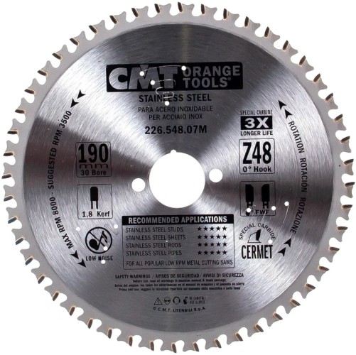 Пильный диск по металлу и металлопрофилю СМТ 190X30X1,8/1,410°TCGZ=48 226.548.07M