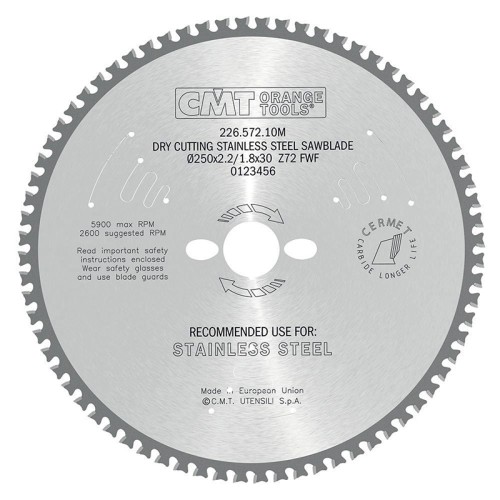Пильный диск по металлу и металлопрофилю СМТ 250X30X2,2/1,810°8°FWFZ=72 226.572.10M