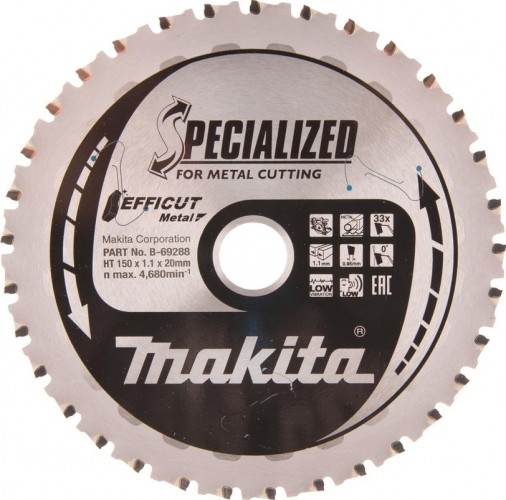 Пильный диск по стали MAKITA 150x20x33T металлу efficut B-69288