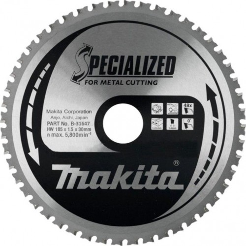 Пильный диск по стали MAKITA 185x30x1.5x48T для металла B-31647