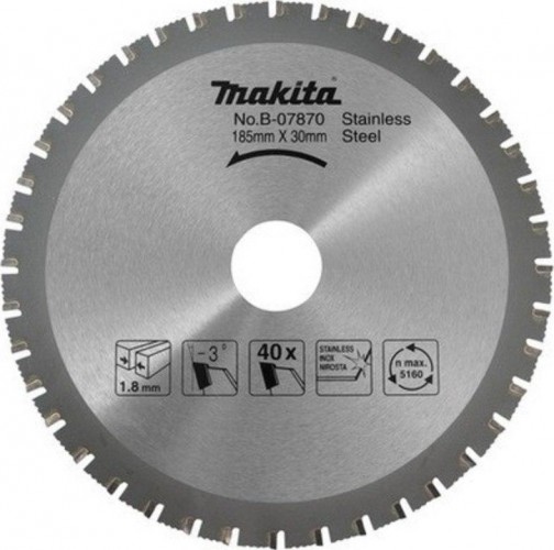 Пильный диск по стали MAKITA 185x30x1.3x64T для нержавеющей стали B-07870