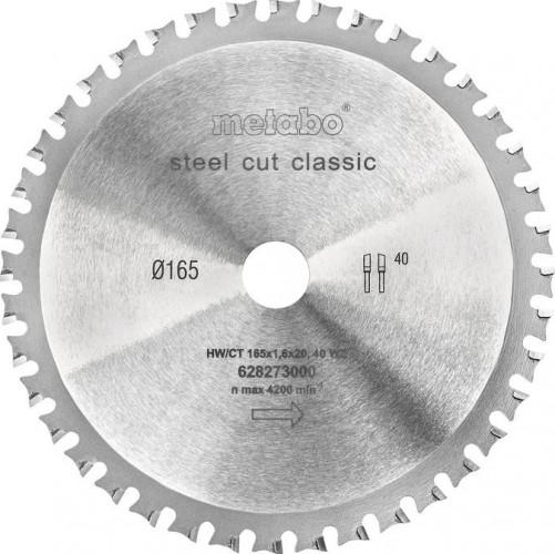 Пильный диск по стали METABO 165x40тх20мм STEEL CUT — CLASSIC 628273000