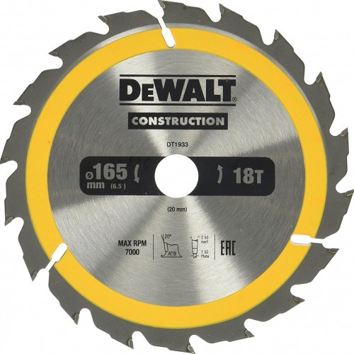 Пильный диск универсальный DeWALT 165х18тх20 мм Construction DT1933-QZ DT1933-QZ