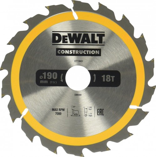Пильный диск универсальный DeWALT 190х18тх30 мм Construction DT1943-QZ DT1943-QZ