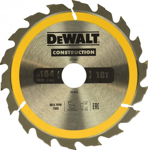 Пильный диск универсальный DeWALT 184х18тх30 мм Construction DT1941-QZ DT1941-QZ