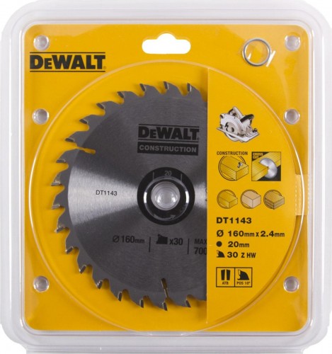 Пильный диск универсальный DeWALT 160х30тх20 мм Construction DT1143-QZ DT1143-Q