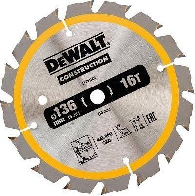 Пильный диск универсальный DeWALT 136х16тх10 мм Construction DT1946-QZ DT1946-QZ