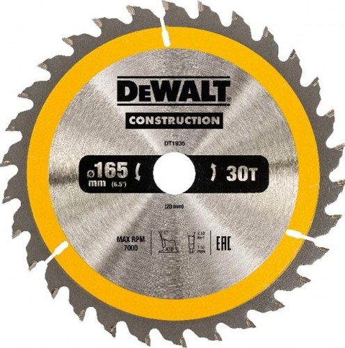 Пильный диск универсальный DeWALT 165х30тх20 мм Construction DT1935-QZ DT1935-QZ