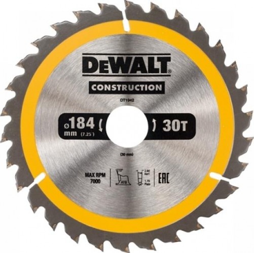 Пильный диск универсальный DeWALT 184х30тх30 мм Construction DT1942-QZ DT1942-QZ