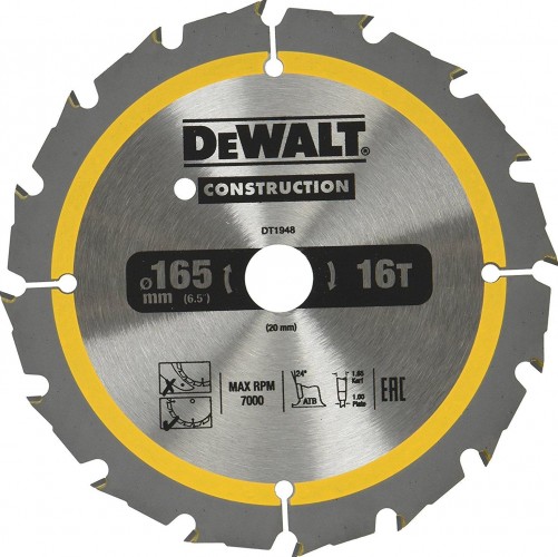 Пильный диск универсальный DeWALT 165х16тх20 мм Construction DT1948-QZ DT1948-QZ