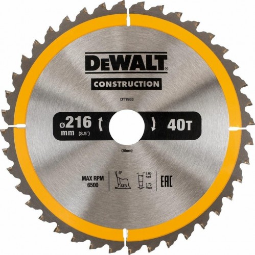 Пильный диск универсальный DeWALT 216х40тх30 мм Construction DT1953-QZ DT1953-QZ