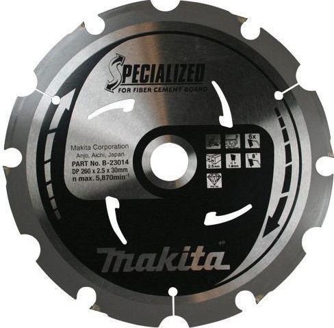 Пильный диск универсальный MAKITA 260x30x1.8x6T для цементноволокнистых плит B-31625