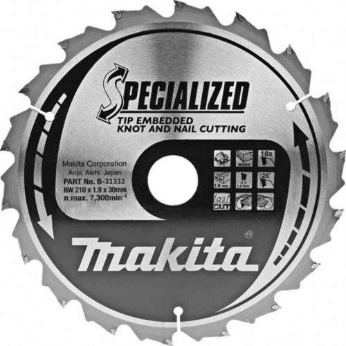 Пильный диск универсальный MAKITA 210x30x1.4x18T для демонтажных работ B-31332