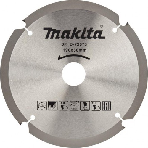 Пильный диск универсальный MAKITA D-72073 для цементноволокнистых плит, 190x30x1.4x4t