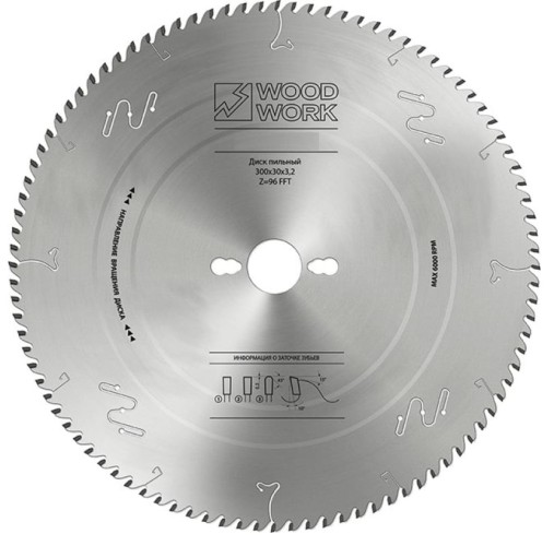 Пильный диск универсальный WOODWORK 250x3,2/2,2x30 Z=80 A=10 для ЛДСП и МДФ 38.250.80