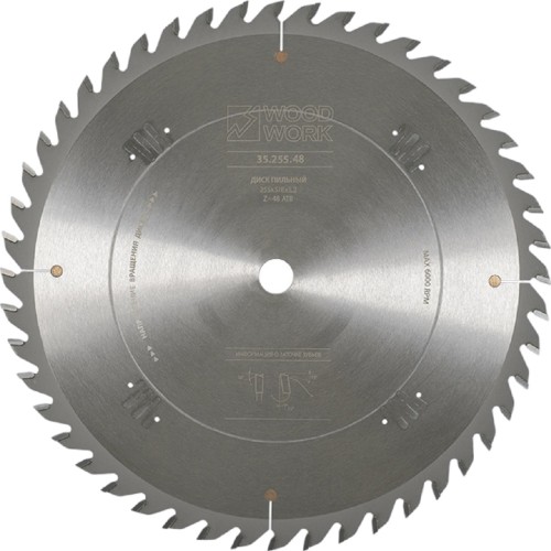 Пильный диск универсальный WOODWORK 255x3,2/2,2x15,88 Z=48 A=15 SUPERIOR 35.255.48