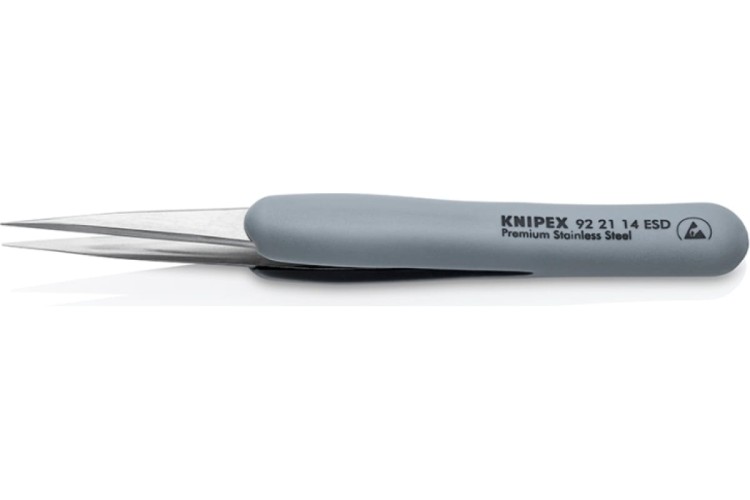 Пинцет KNIPEX KN-922114ESD гладкие прямые острые губки, антимагнитный - изображение 2