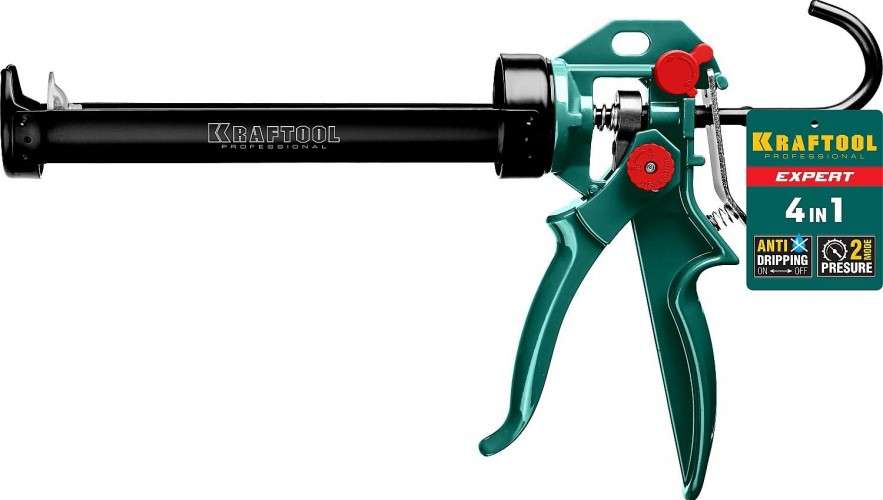 Пистолет для герметика KRAFTOOL EXPERT 4-in-1 усиленный cкелетный поворотный 310 мл 06675 - изображение 5