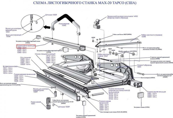 Планка фиксирующая TAPCO 10454 для станка MAX-20 2,6 м - изображение 2