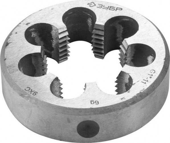 Плашка ЗУБР круглая ручная g 1" трубная, сталь 9хс 4-28032-1