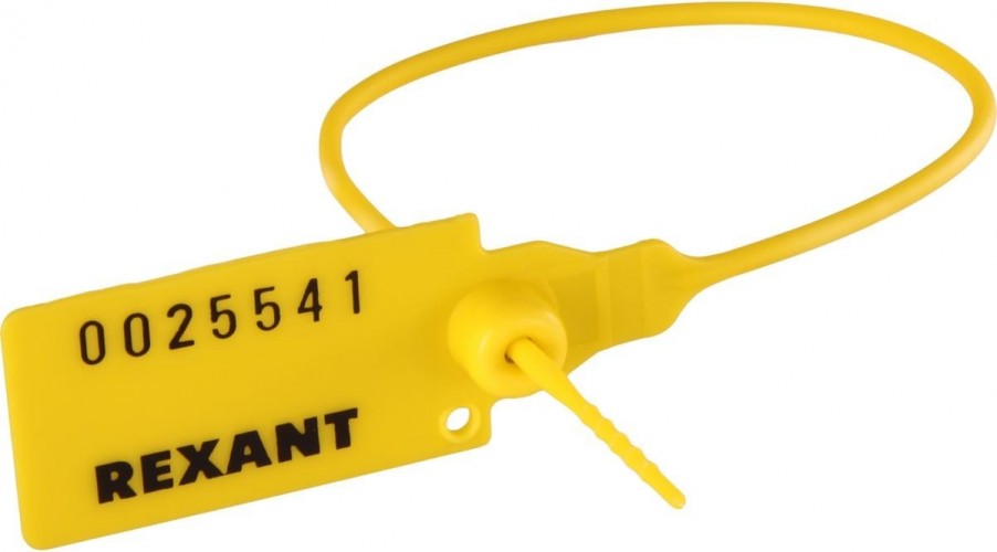 Пломба REXANT 07-6112 пластиковая, номерная, 220мм, желтая ( 50 штук )