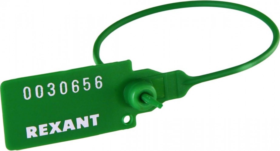 Пломба REXANT 07-6113 пластиковая, номерная, 220мм, зеленая ( 50 штук )