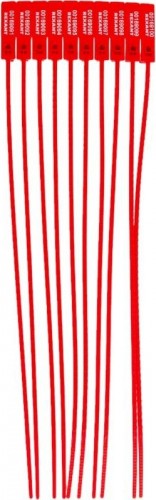 Пломба REXANT 07-6121  ( 50 штук ) пластиковая, номерная, 255мм, зубчатая, красная 07-6121