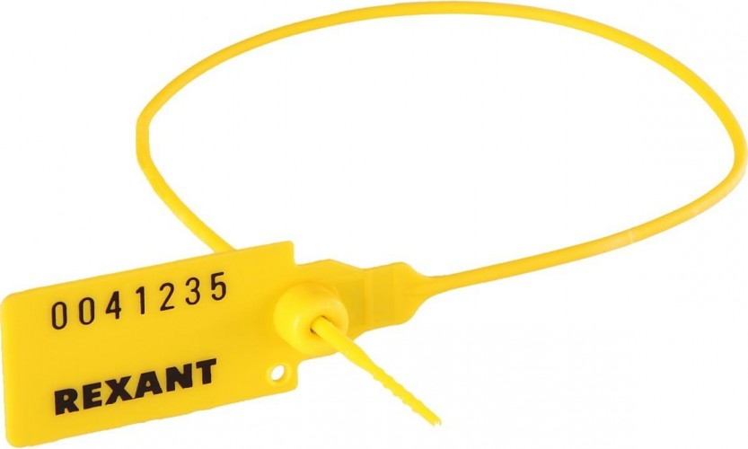 Пломба REXANT 07-6132 пластиковая, номерная, 320мм, желтая ( 50 штук )