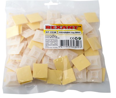 Площадка REXANT 28х28 мм, белая под винт самоклеящаяся упаковка 100 шт. 07-2228 - изображение 2