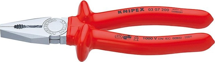 Плоскогубцы диэлектрические KNIPEX 0307200 1000 V, 200 мм, комбинированные KN-0307200