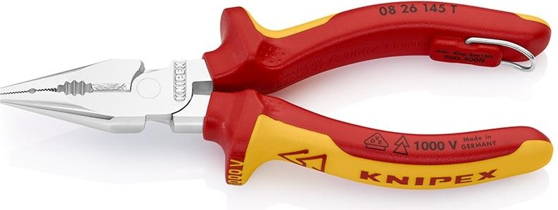 Плоскогубцы диэлектрические KNIPEX 0826145T 1000 V, 145 мм, удлиненные KN-0826145T