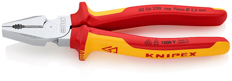 Плоскогубцы диэлектрические KNIPEX KN-0206200SB комбинированные особой мощности VDE, 200 мм