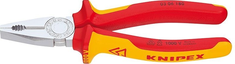Плоскогубцы диэлектрические KNIPEX 0306200 1000 V, 200 мм, комбинированные KN-0306200