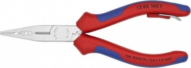 Плоскогубцы KNIPEX 1305160TBK 160 мм для монтажа проводов, хромированные, 2к ру KN-1305160TBK