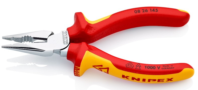 Плоскогубцы KNIPEX KN-0826145SB остроконечные с удлиненными губками, VDE, 145мм